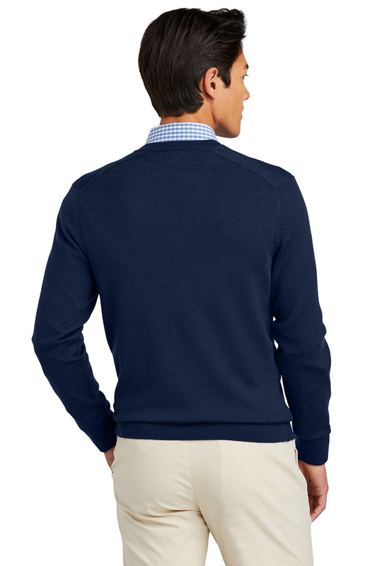 Mens Merino Long Sleeve V-Neck Sweater - Navy Blue Blazer