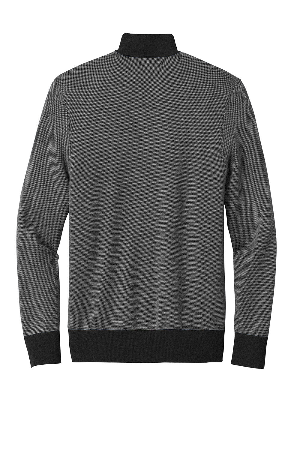 Mens Merino Birdseye Long Sleeve 1/4 Zip Sweater - Deep Black/Shadow Grey
