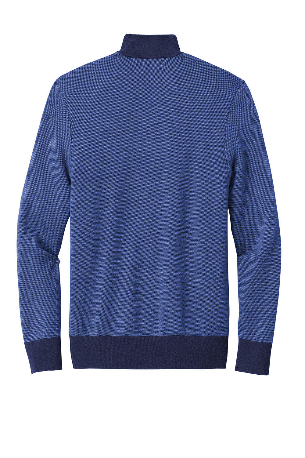 Mens Merino Birdseye Long Sleeve 1/4 Zip Sweater - Navy Blue/Compass Blue