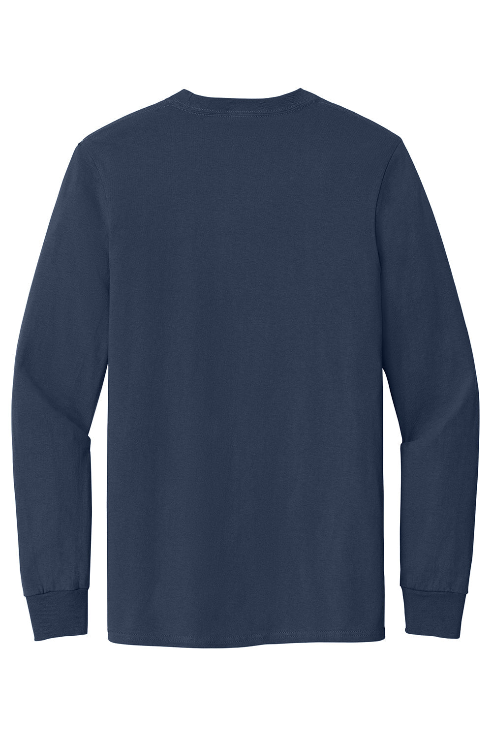 Mens Essential Long Sleeve Crewneck T-Shirt w/ Pocket - Navy Blue