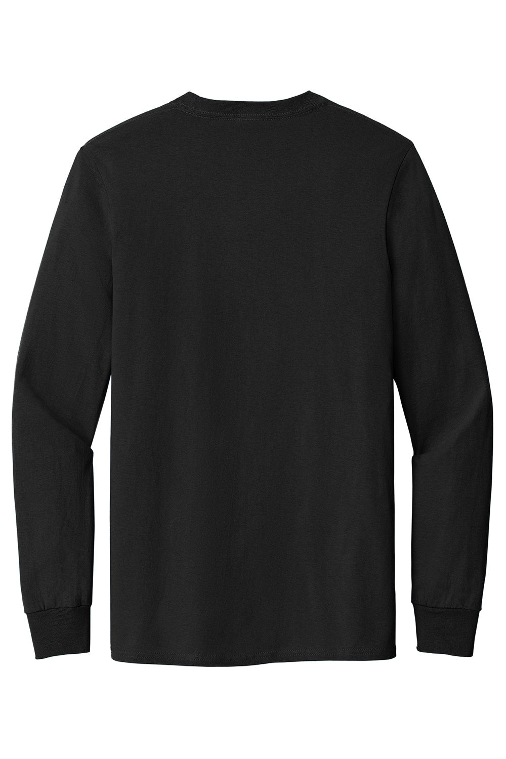 Mens Essential Long Sleeve Crewneck T-Shirt w/ Pocket - Jet Black