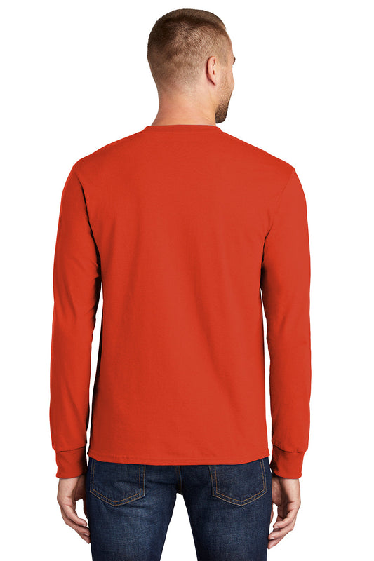 Mens Essential Long Sleeve Crewneck T-Shirt - Orange
