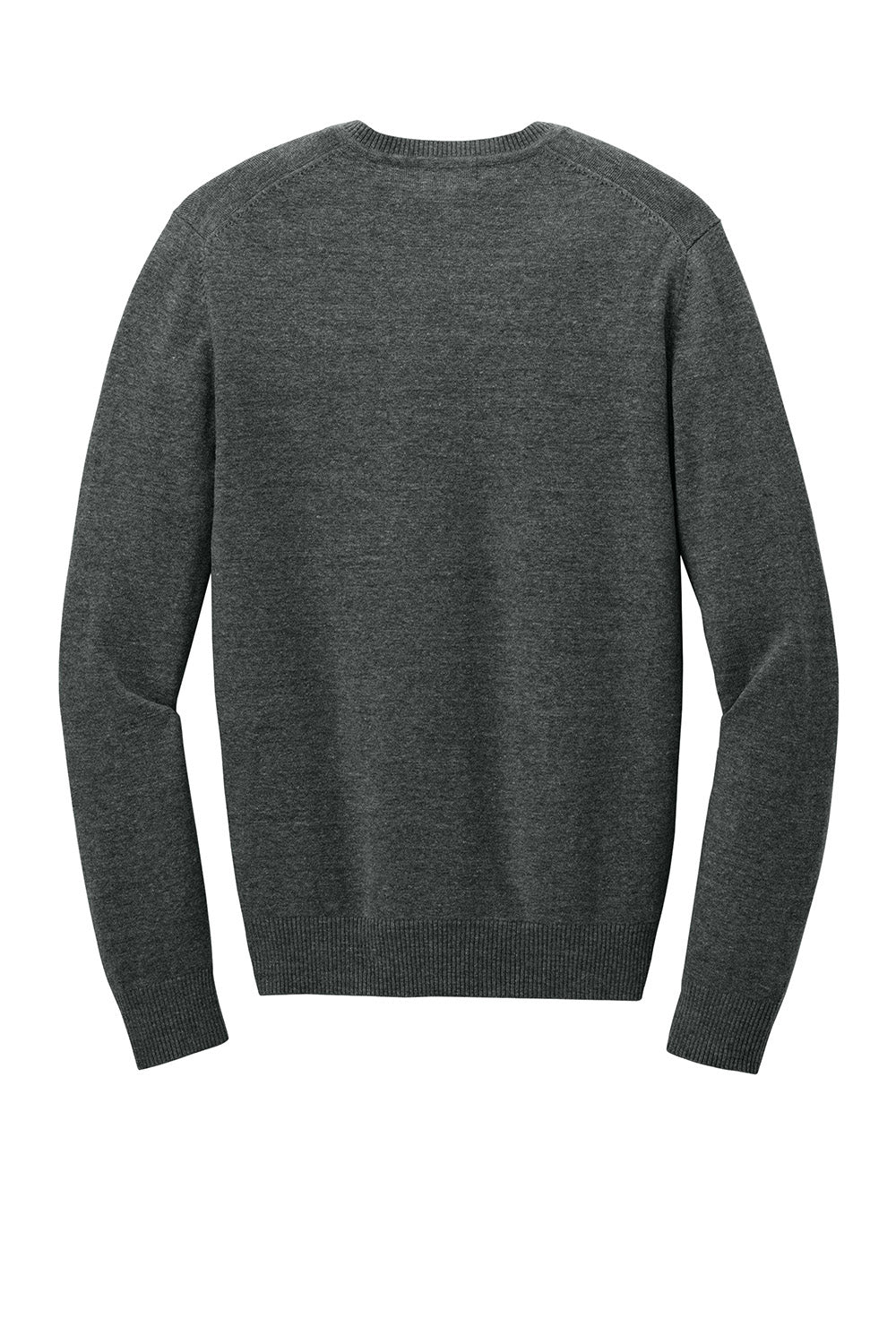 Mens Easy Care Long Sleeve V-Neck Sweater - Heather Charcoal Grey