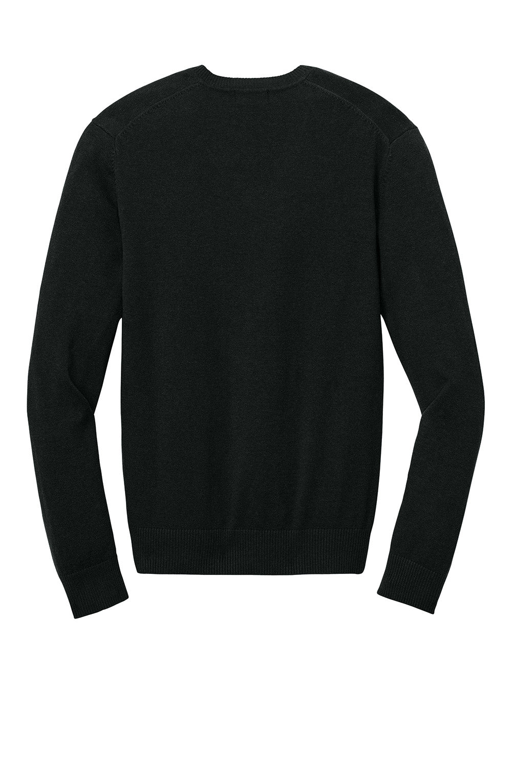 Mens Easy Care Long Sleeve V-Neck Sweater - Deep Black