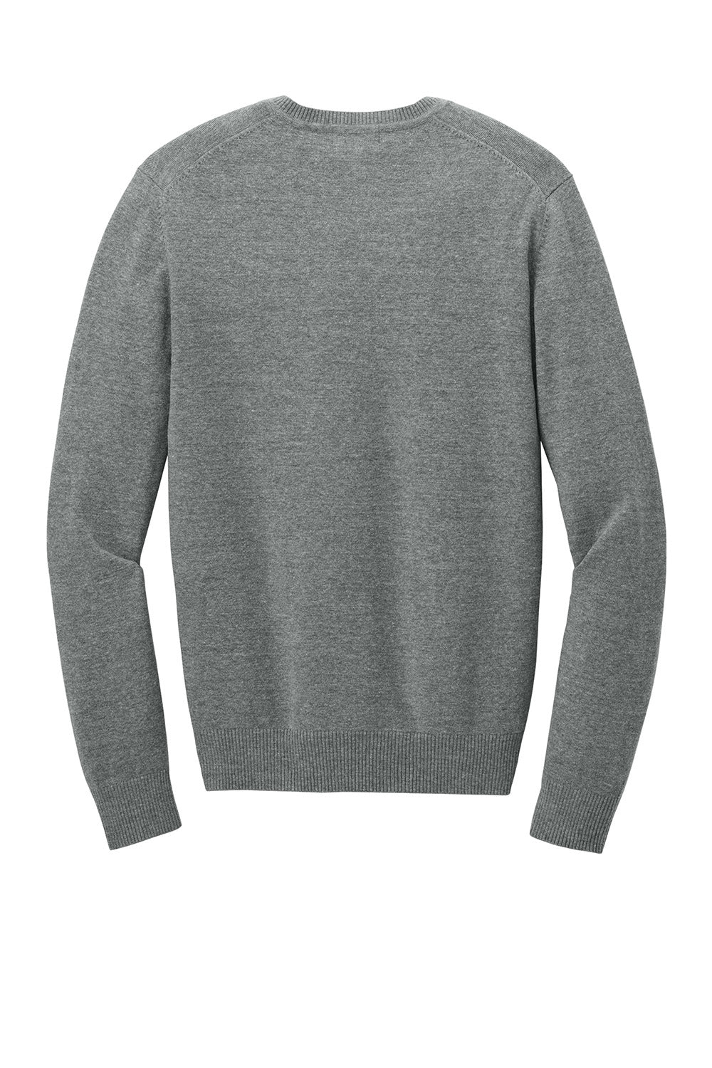 Mens Easy Care Long Sleeve V-Neck Sweater - Heather Medium Grey