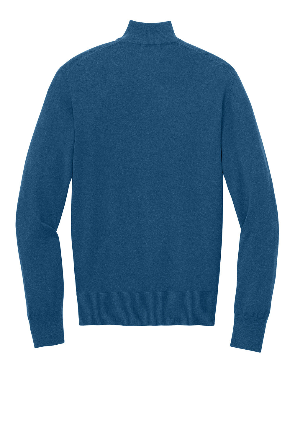 Mens Easy Care Long Sleeve 1/4 Zip Sweater - Heather Aegean Blue