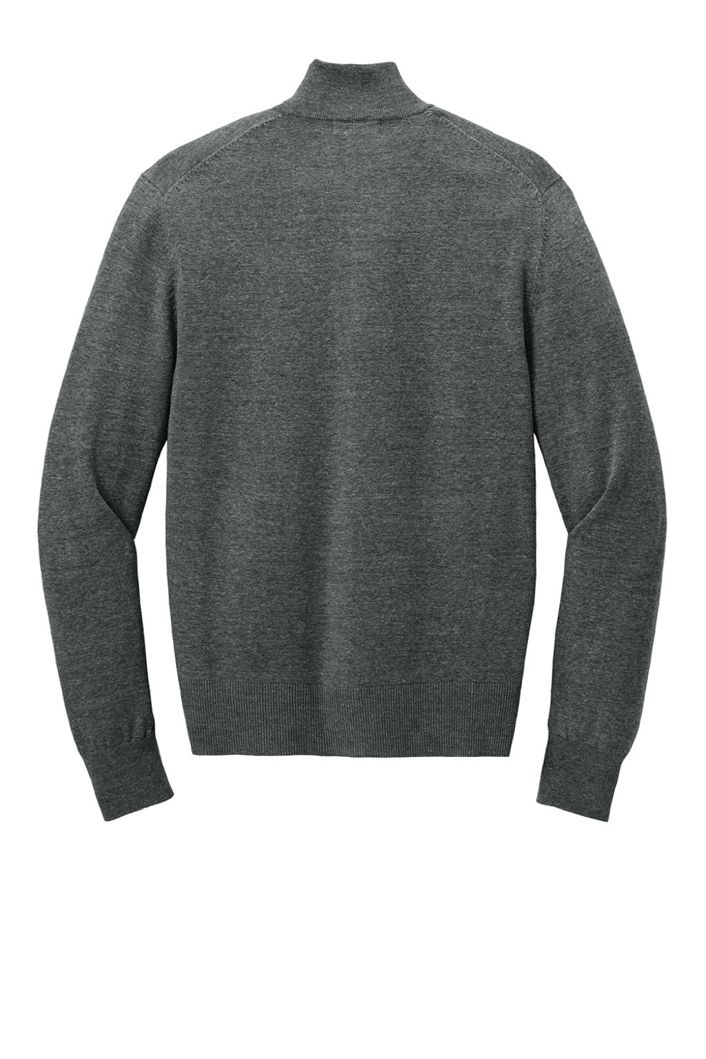Mens Easy Care Long Sleeve Full Zip Sweater w/ Pockets - Heather Charcoal Grey