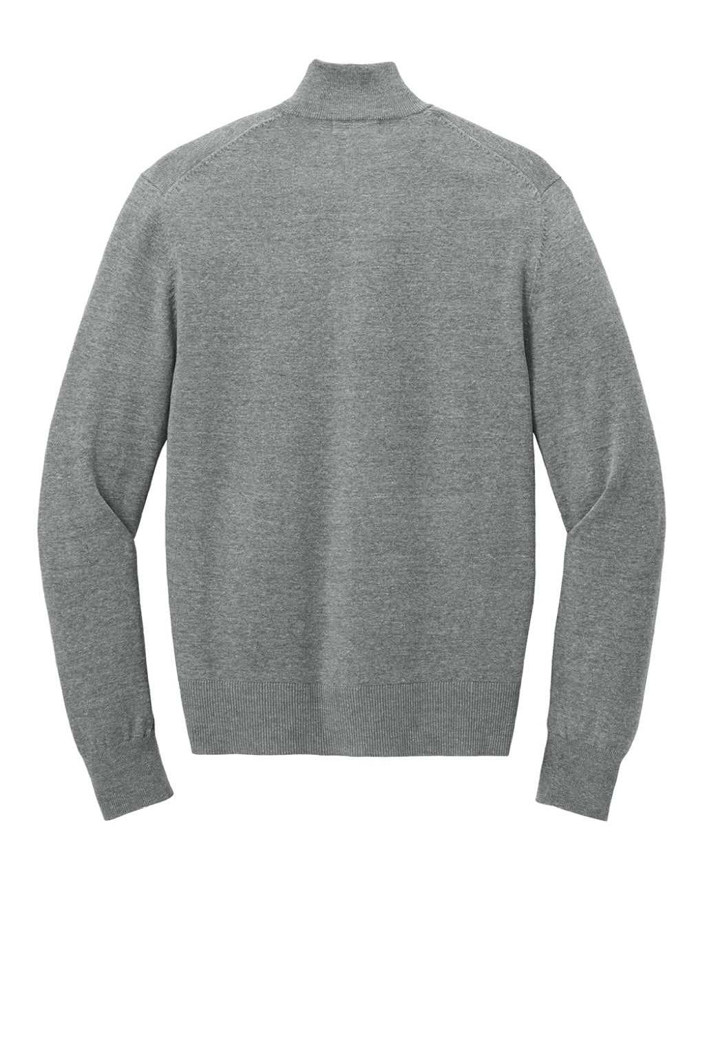 Mens Easy Care Long Sleeve Full Zip Sweater w/ Pockets - Heather Medium Grey