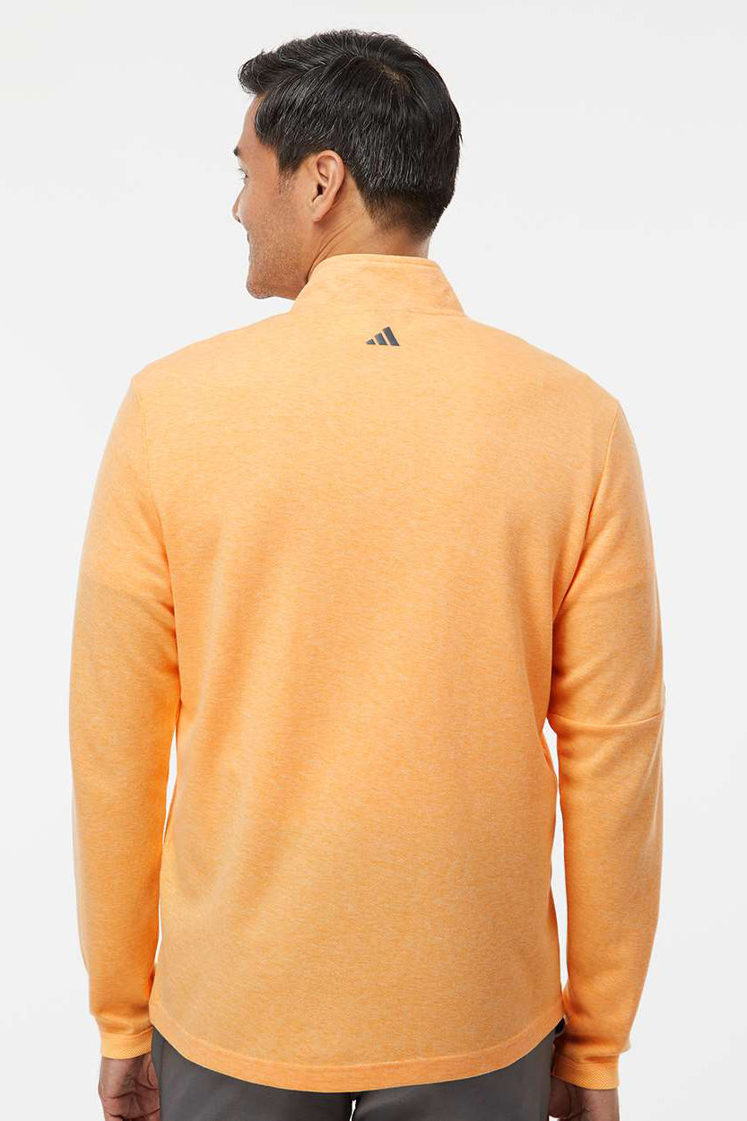 Mens 3 Stripes Moisture Wicking 1/4 Zip Sweater - Acid Orange Melange