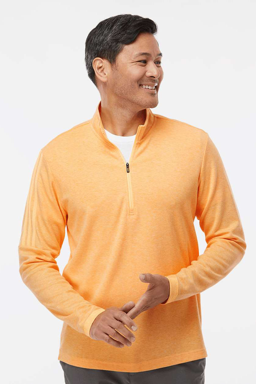 Mens 3 Stripes Moisture Wicking 1/4 Zip Sweater - Acid Orange Melange
