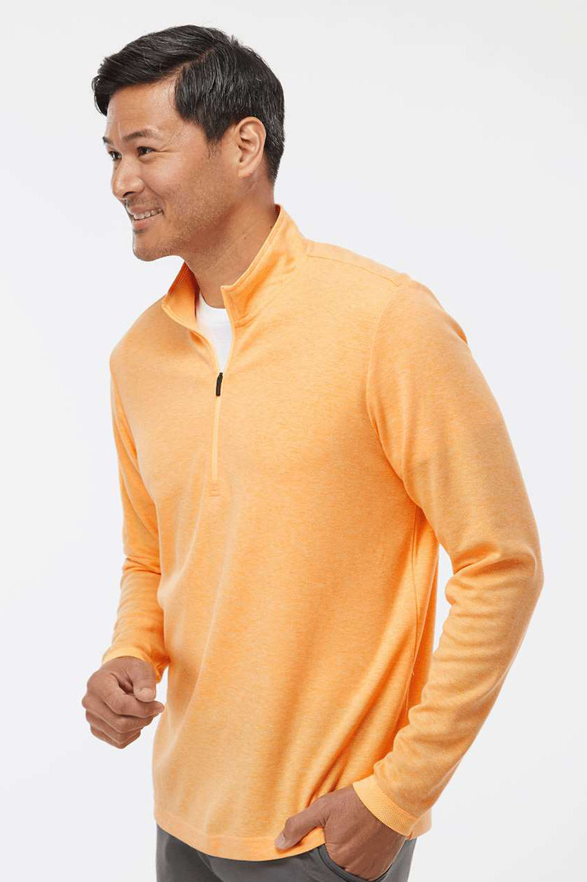 Mens 3 Stripes Moisture Wicking 1/4 Zip Sweater - Acid Orange Melange