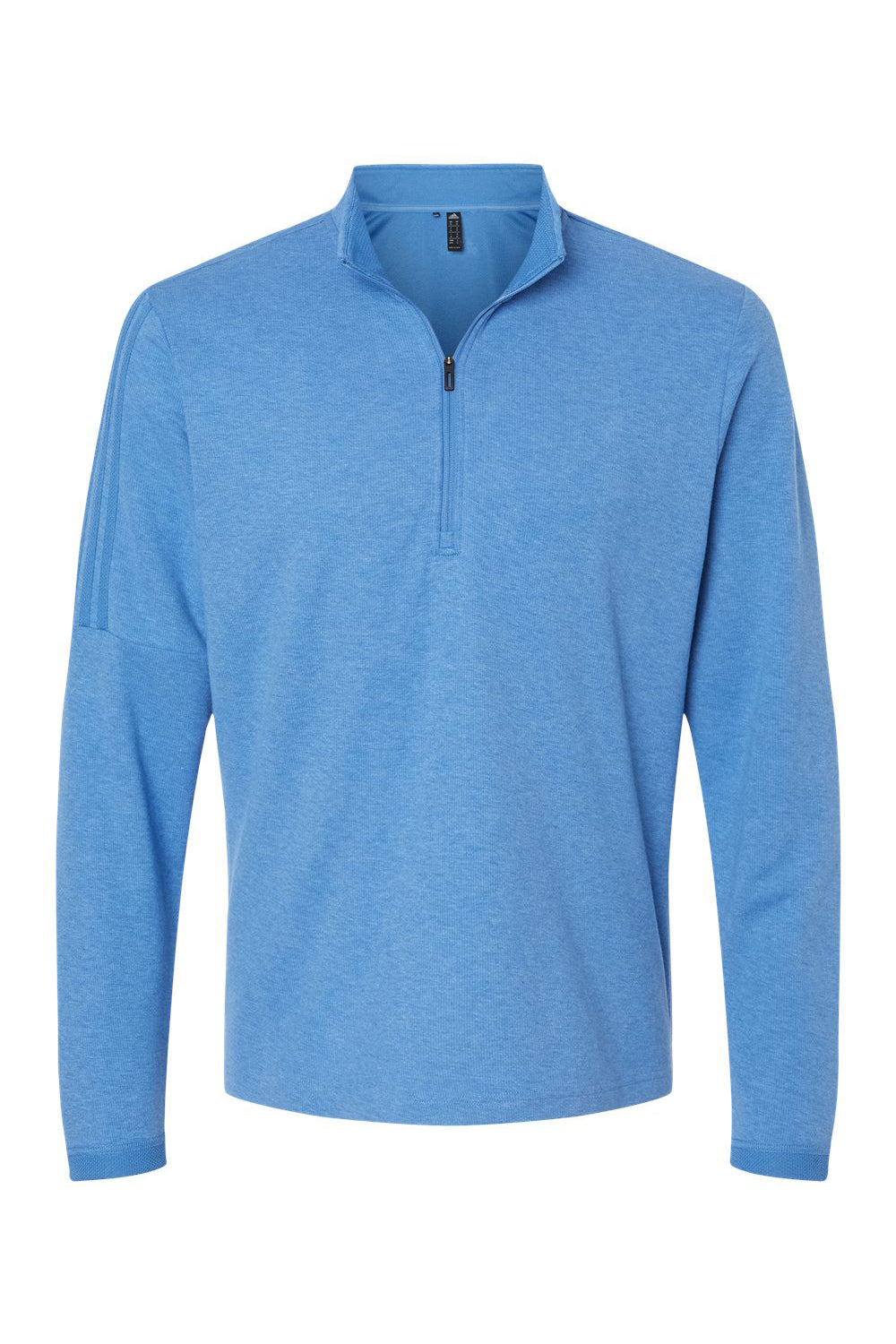 Mens 3 Stripes Moisture Wicking 1/4 Zip Sweater - Focus Blue Melange