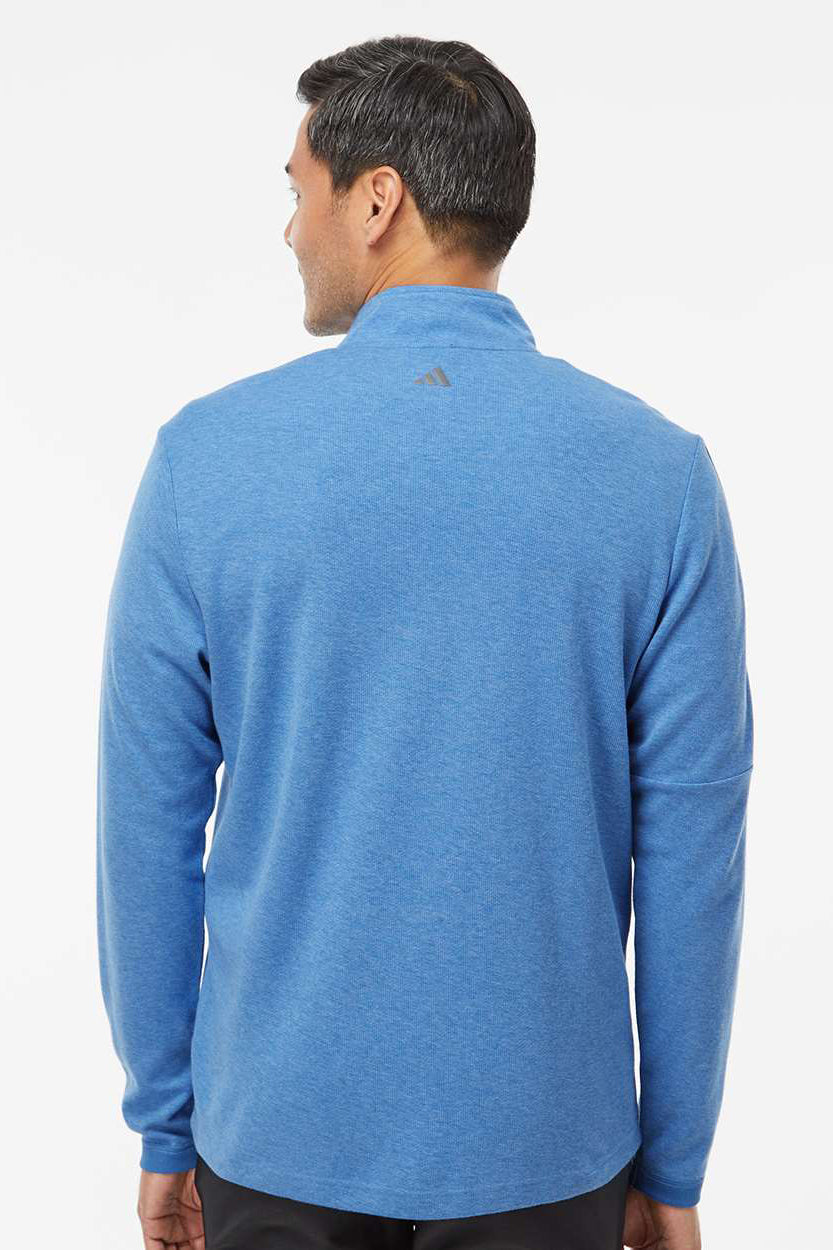 Mens 3 Stripes Moisture Wicking 1/4 Zip Sweater - Focus Blue Melange