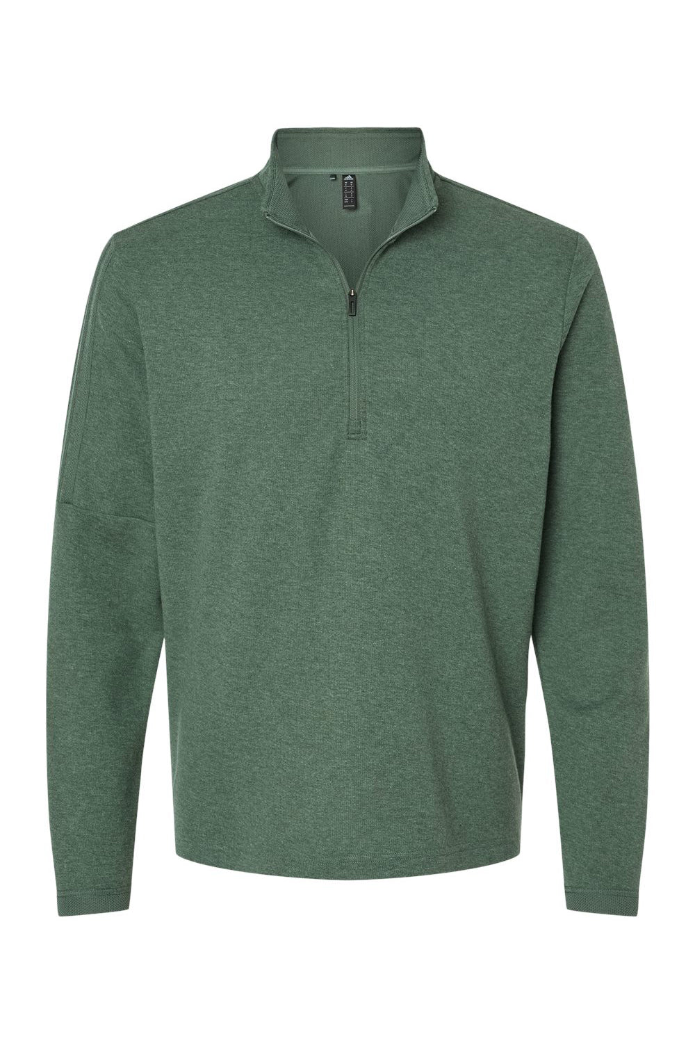 Mens 3 Stripes Moisture Wicking 1/4 Zip Sweater - Green Oxide Melange