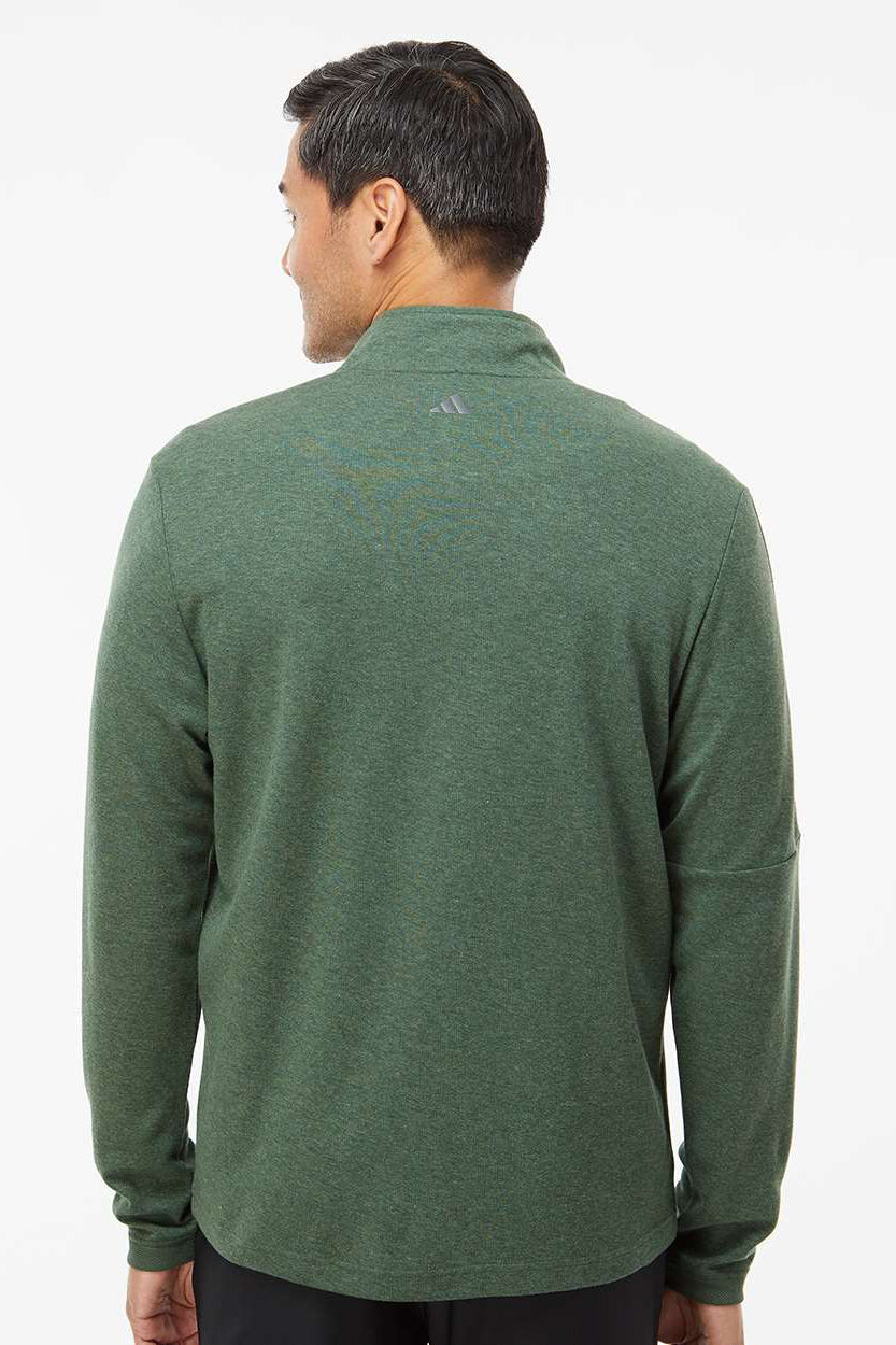 Mens 3 Stripes Moisture Wicking 1/4 Zip Sweater - Green Oxide Melange