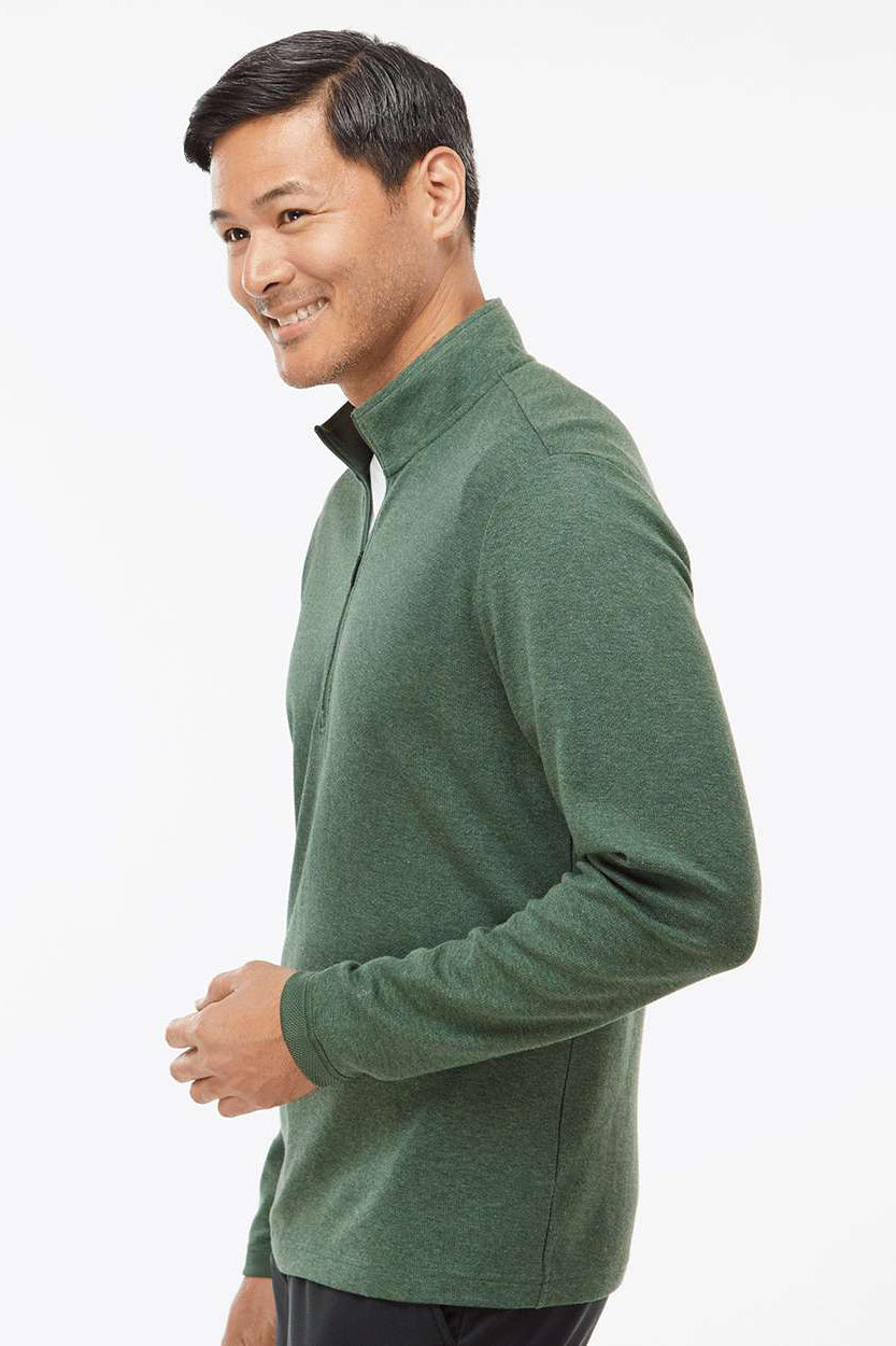 Mens 3 Stripes Moisture Wicking 1/4 Zip Sweater - Green Oxide Melange