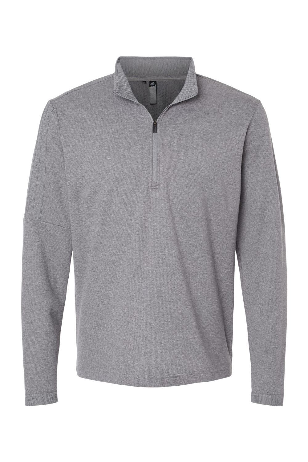Mens 3 Stripes Moisture Wicking 1/4 Zip Sweater - Grey Melange
