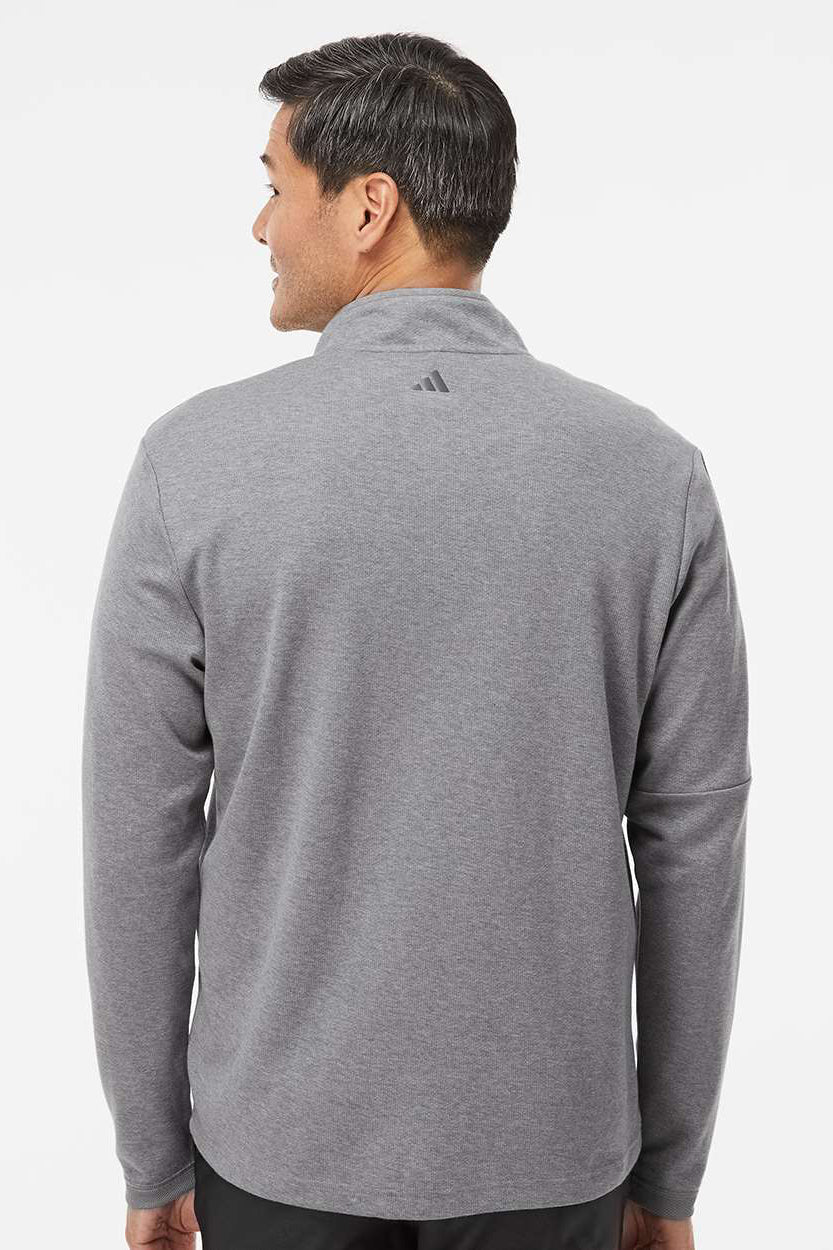 Mens 3 Stripes Moisture Wicking 1/4 Zip Sweater - Grey Melange