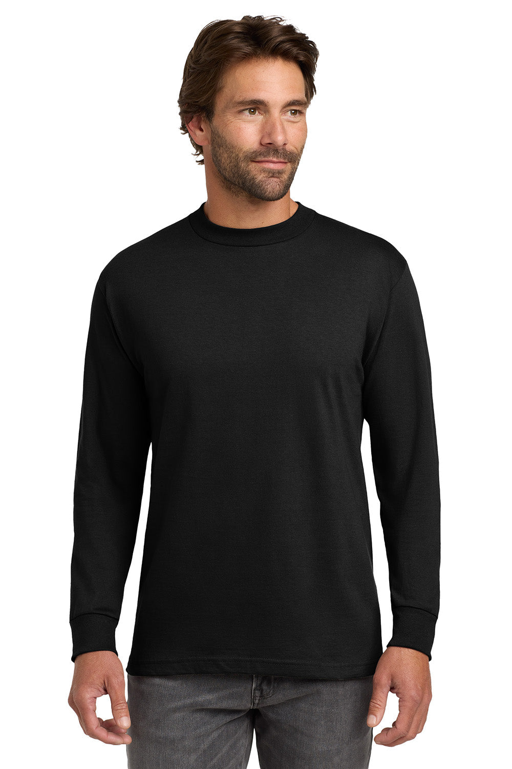 Hanes Mens Beefy-T Long Sleeve Crewneck T-Shirt - Black