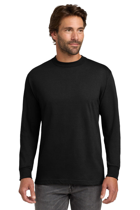 Hanes Mens Beefy-T Long Sleeve Crewneck T-Shirt - Black