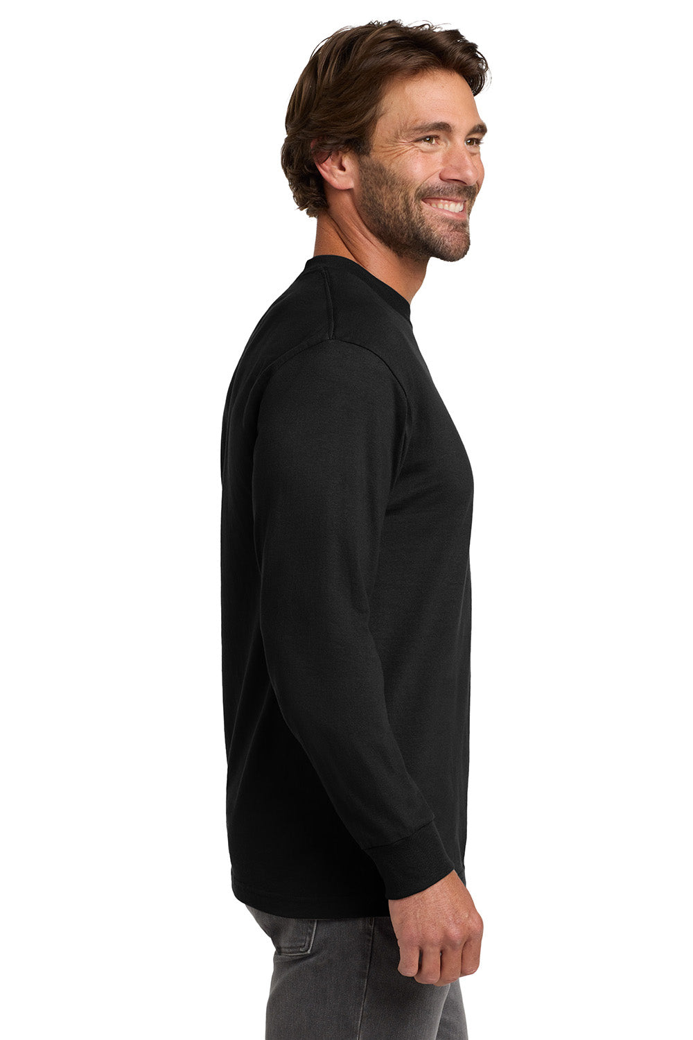 Hanes Mens Beefy-T Long Sleeve Crewneck T-Shirt - Black