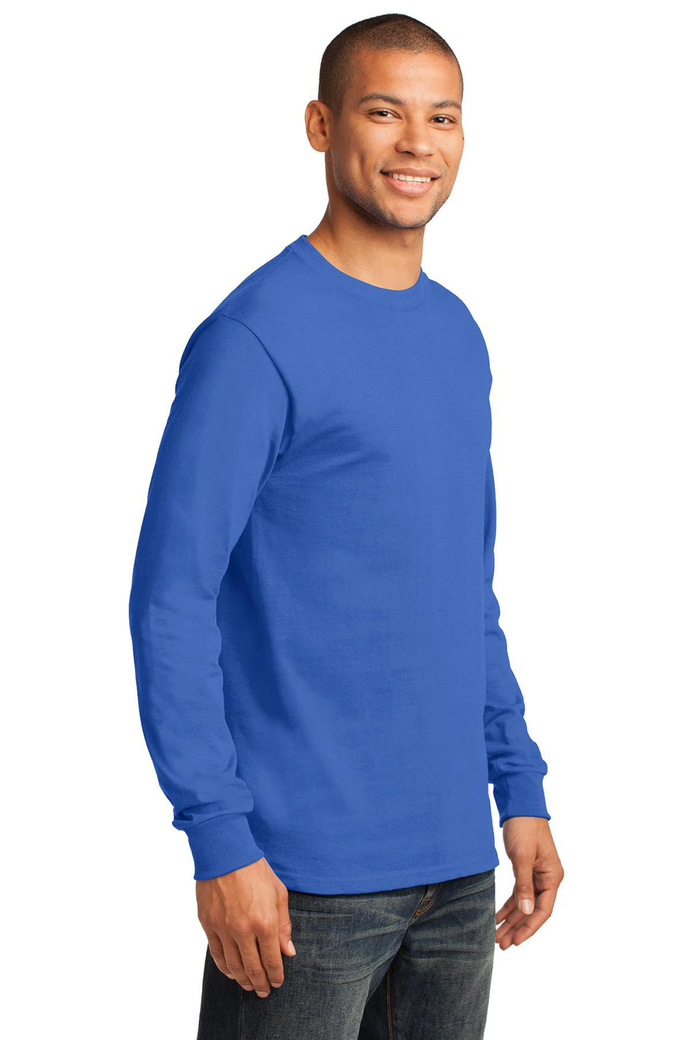 Mens Essential Long Sleeve Crewneck T-Shirt - Royal Blue