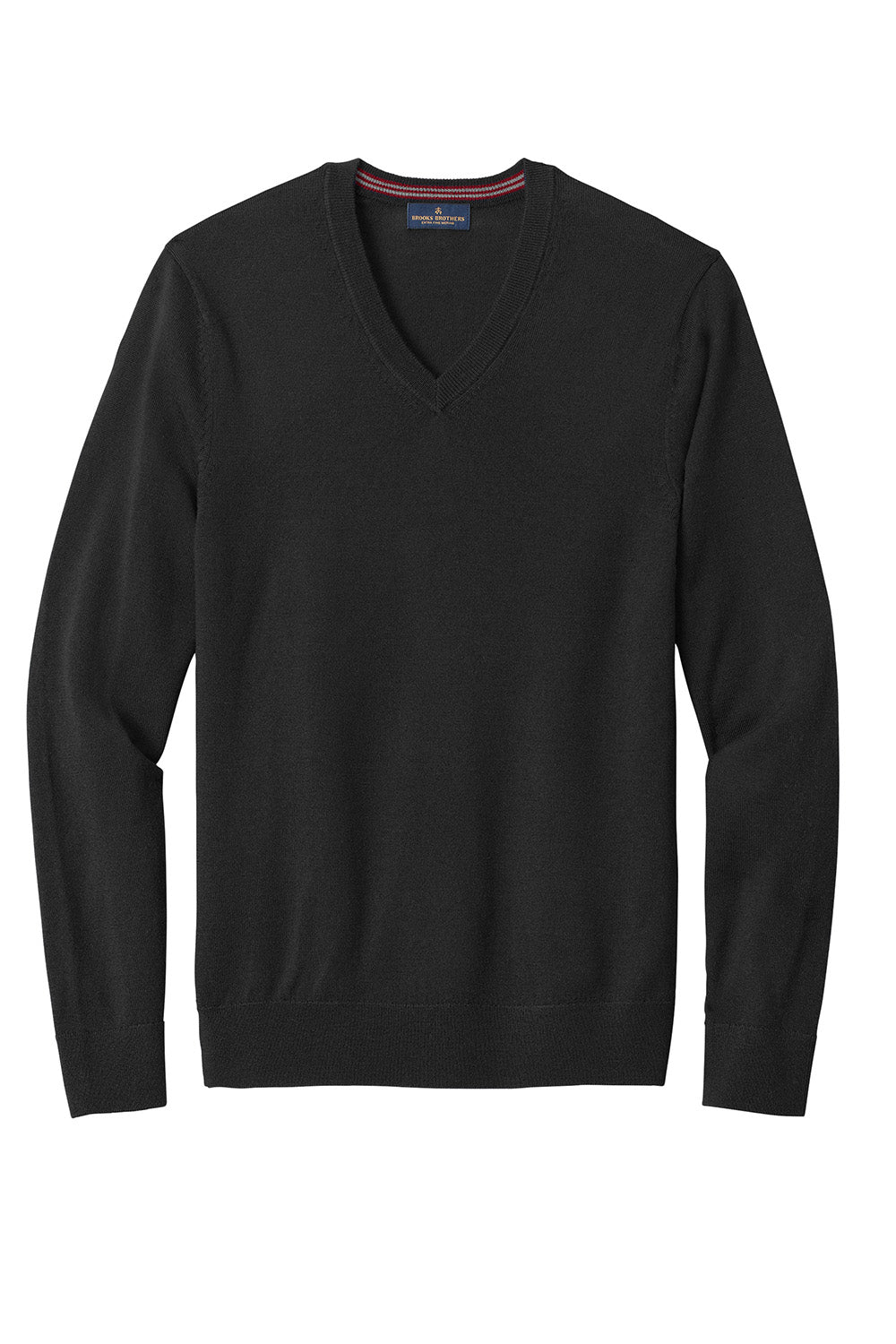 Mens Merino Long Sleeve V-Neck Sweater - Deep Black