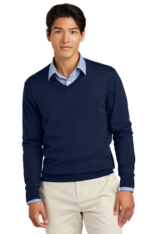 Mens Merino Long Sleeve V-Neck Sweater - Navy Blue Blazer