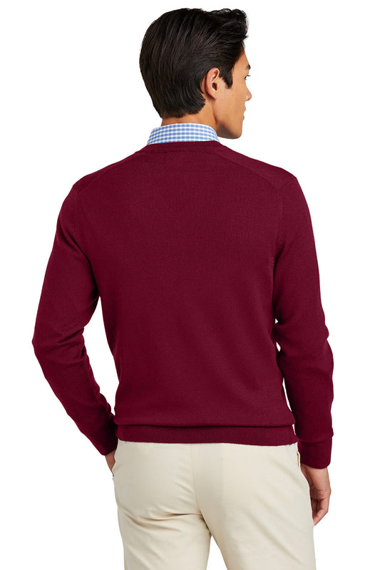 Mens Merino Long Sleeve V-Neck Sweater - Vintage Port Red