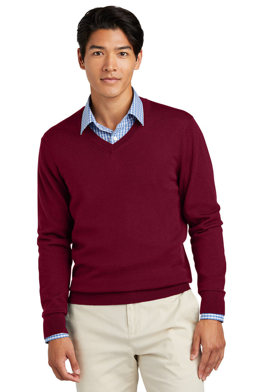 Mens Merino Long Sleeve V-Neck Sweater - Vintage Port Red