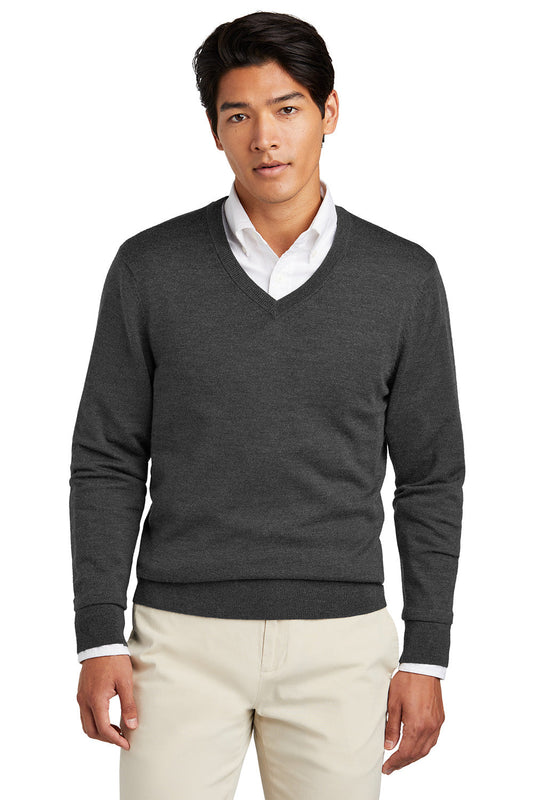 Mens Merino Long Sleeve V-Neck Sweater - Heather Windsor Grey
