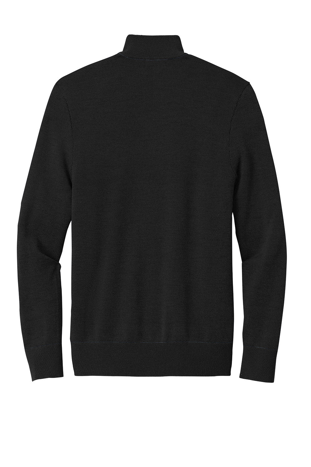 Mens Merino Birdseye Long Sleeve 1/4 Zip Sweater - Deep Black