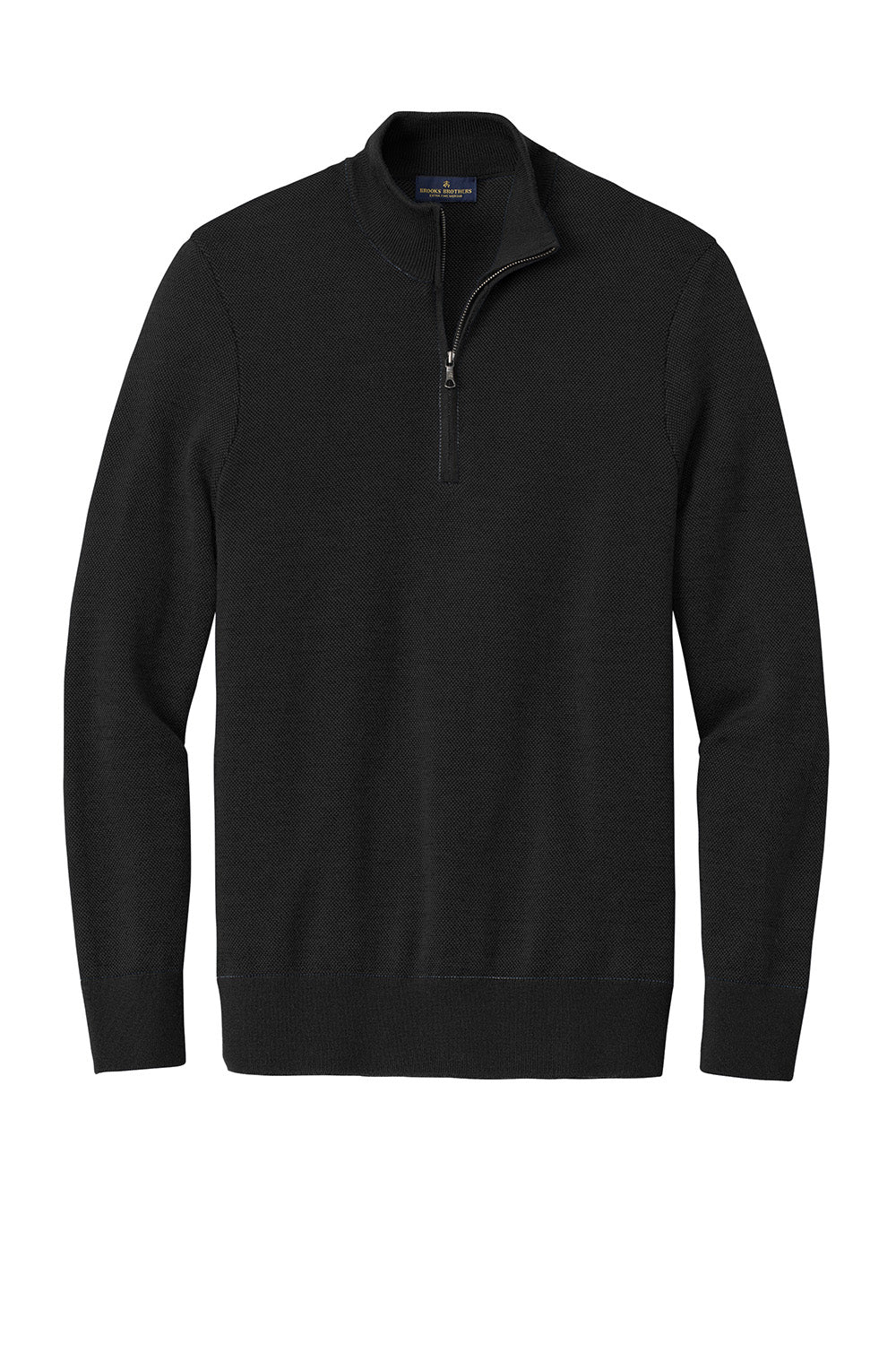 Mens Merino Birdseye Long Sleeve 1/4 Zip Sweater - Deep Black