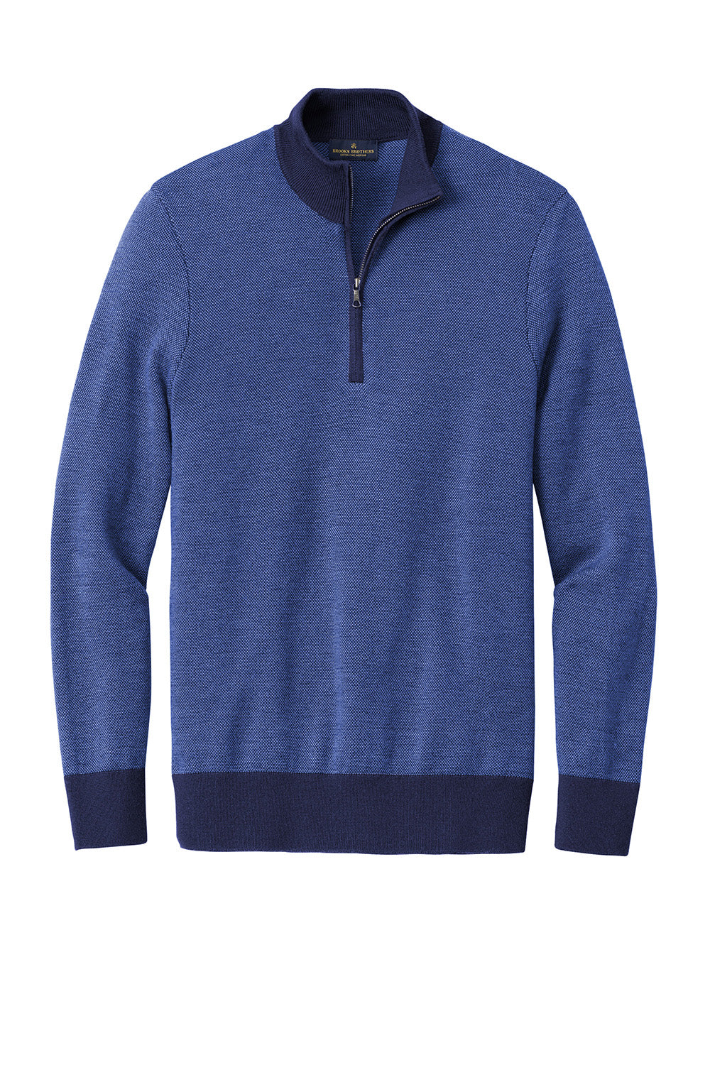 Mens Merino Birdseye Long Sleeve 1/4 Zip Sweater - Navy Blue/Compass Blue
