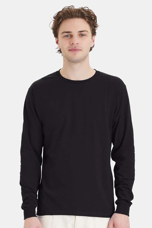 Hanes Mens Essential-T Long Sleeve Crewneck T-Shirt - Black