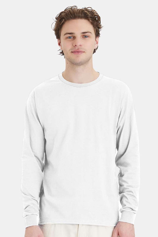 Hanes Mens Essential-T Long Sleeve Crewneck T-Shirt - White