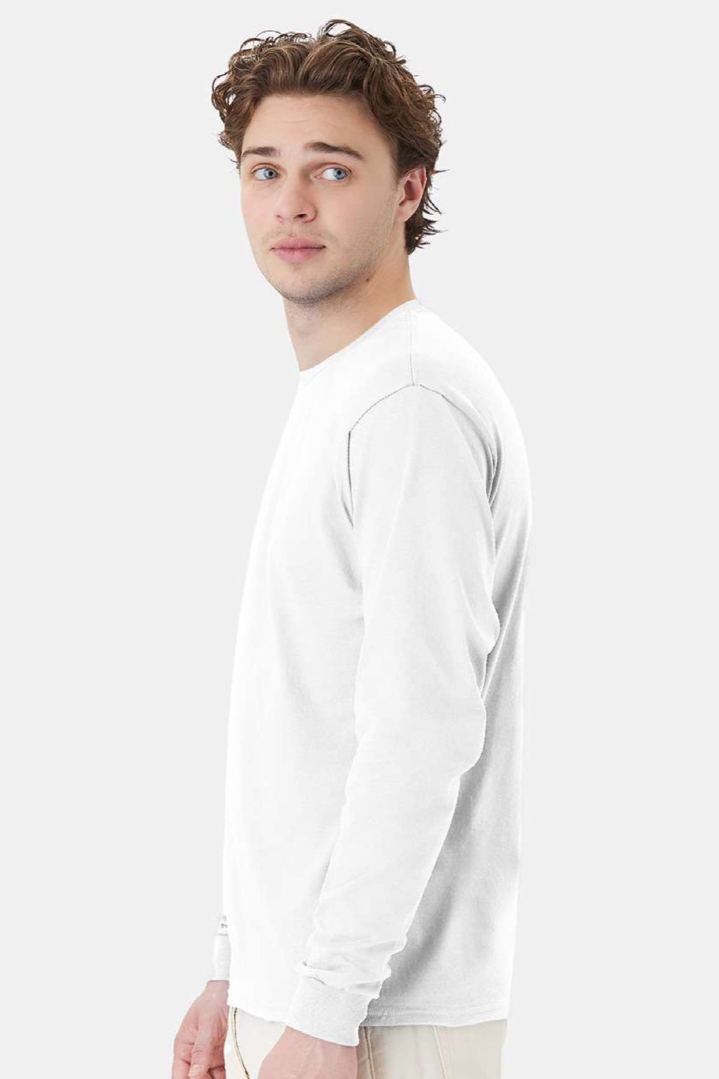 Hanes Mens Essential-T Long Sleeve Crewneck T-Shirt - White