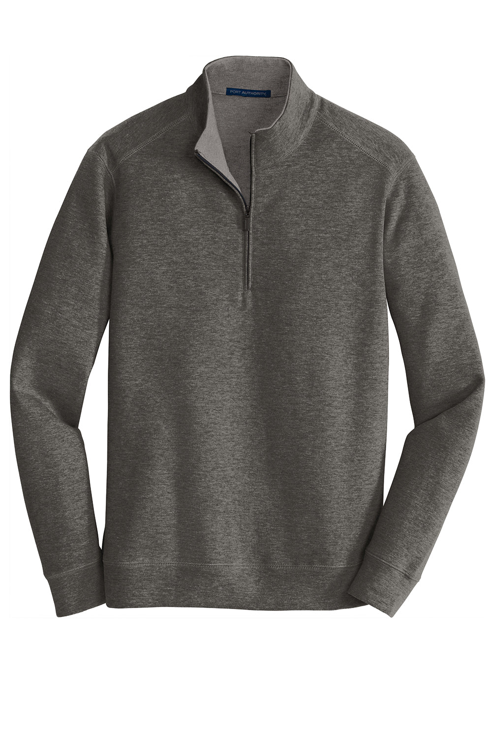 Mens 1/4 Zip Long Sleeve Sweater - Heather Charcoal Grey