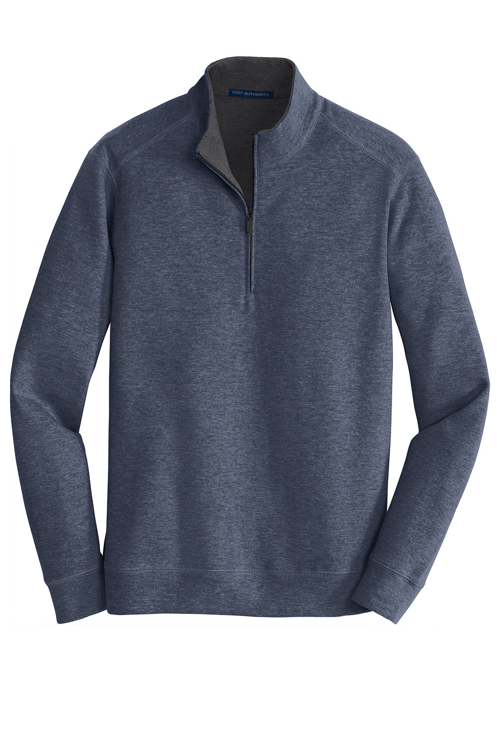Mens 1/4 Zip Long Sleeve Sweater - Heather Estate Blue
