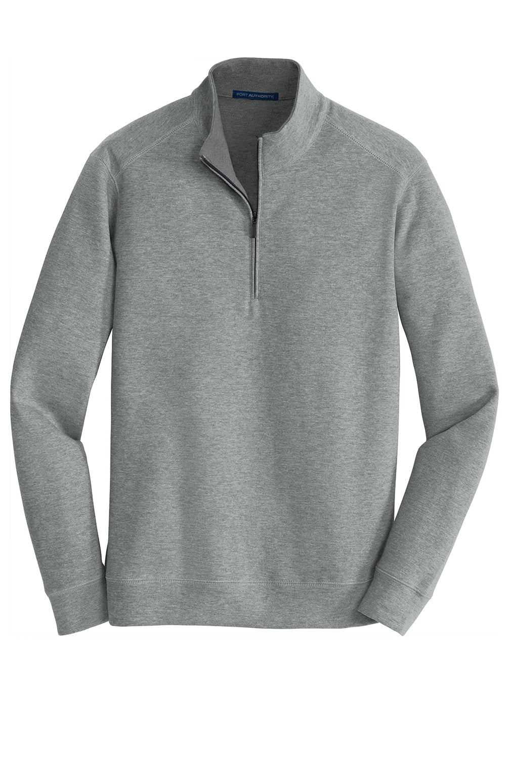 Mens 1/4 Zip Long Sleeve Sweater - Heather Medium Grey