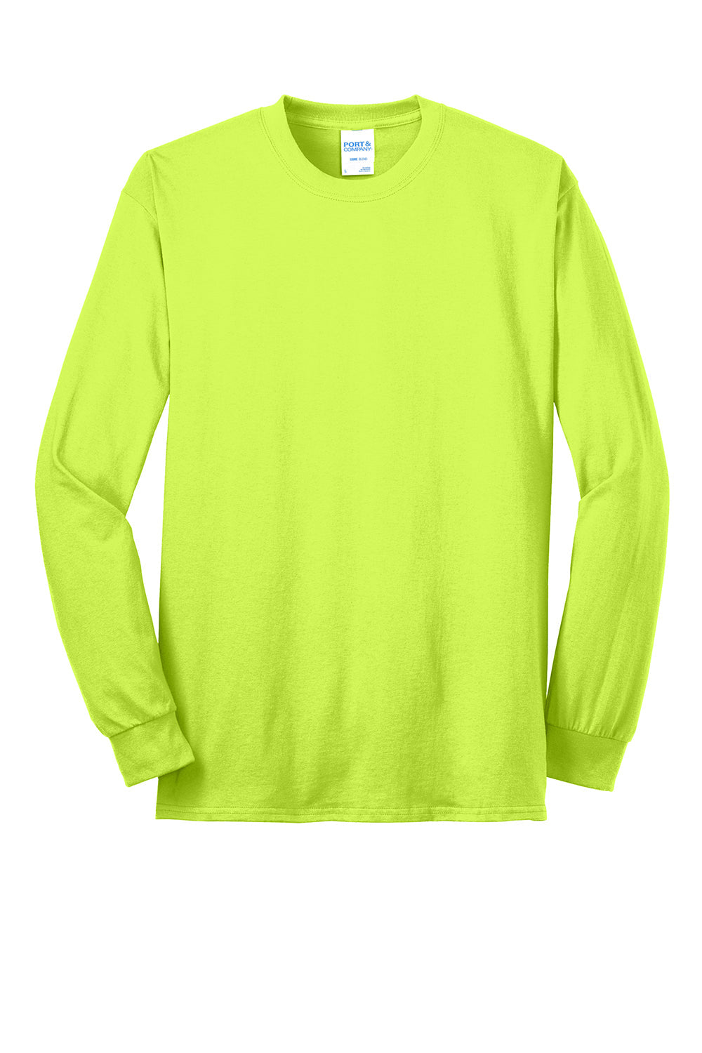 Mens Core Long Sleeve Crewneck T-Shirt - Safety Green