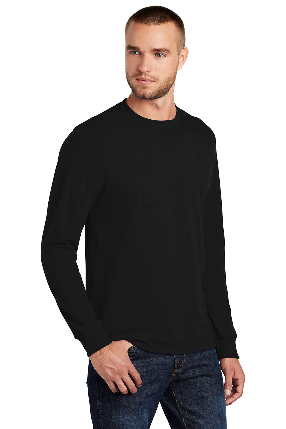Mens Core Long Sleeve Crewneck T-Shirt - Jet Black
