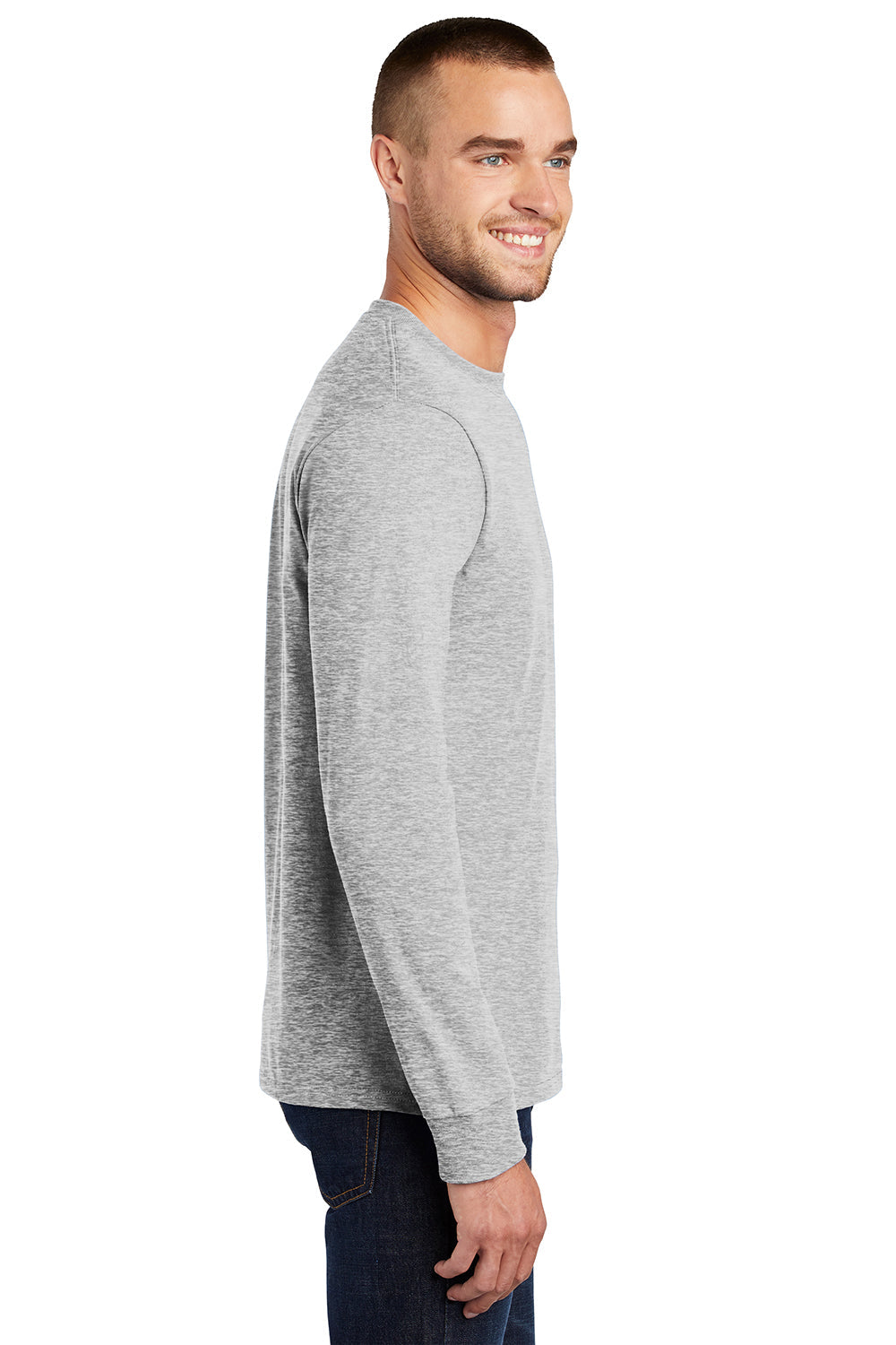 Mens Essential Long Sleeve Crewneck T-Shirt - Ash Grey