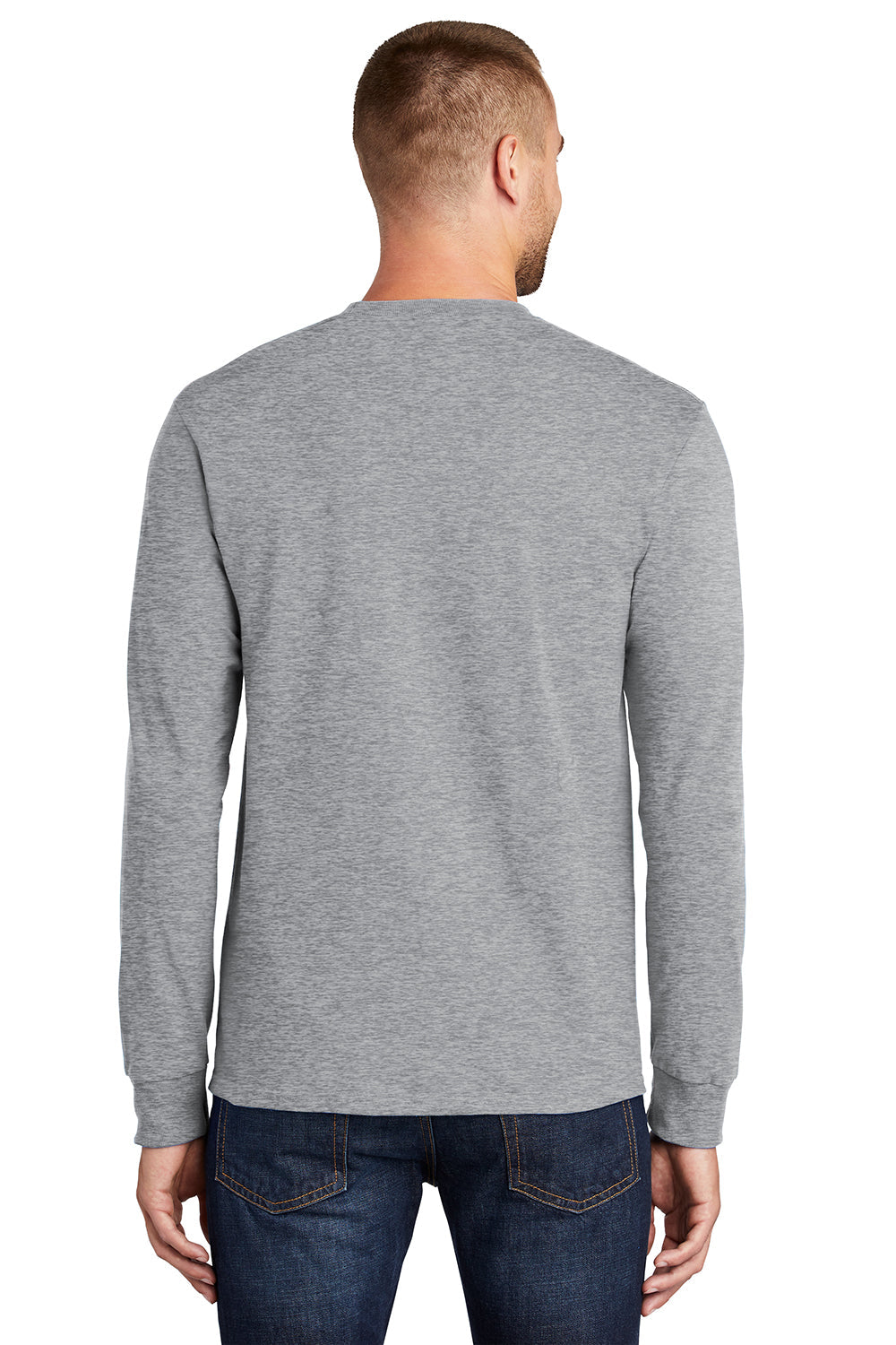 Mens Essential Long Sleeve Crewneck T-Shirt - Heather Grey