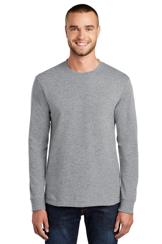 Mens Essential Long Sleeve Crewneck T-Shirt - Heather Grey