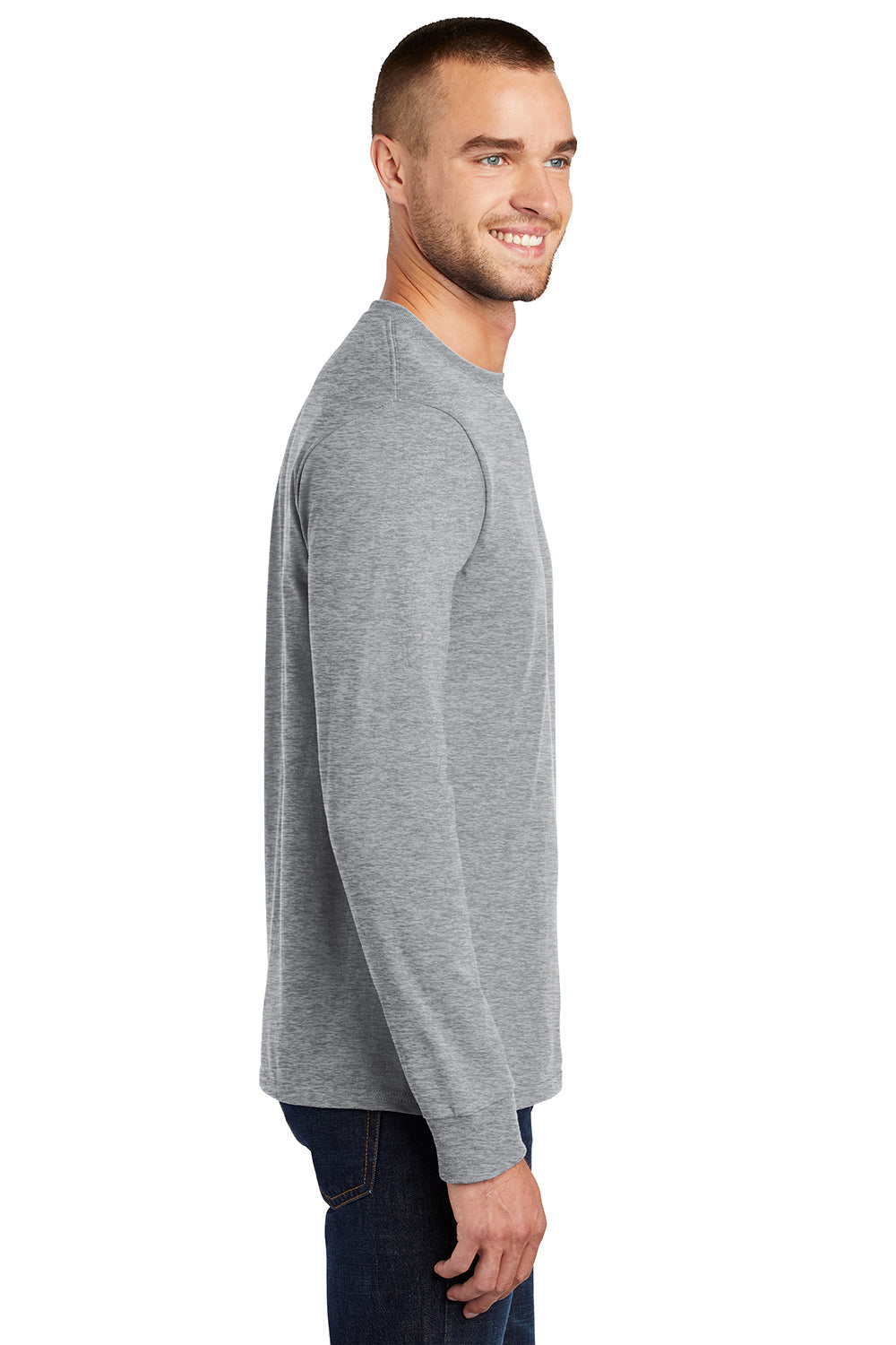 Mens Essential Long Sleeve Crewneck T-Shirt - Heather Grey