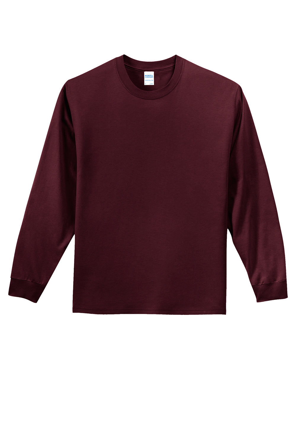 Mens Essential Long Sleeve Crewneck T-Shirt - Athletic Maroon