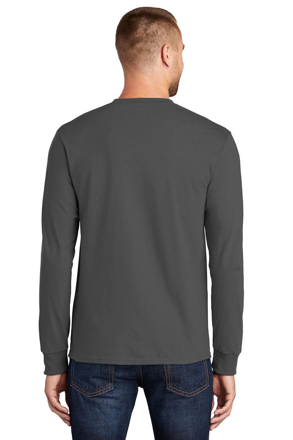 Mens Essential Long Sleeve Crewneck T-Shirt - Charcoal Grey