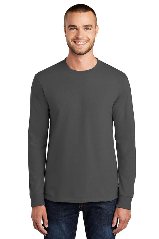 Mens Essential Long Sleeve Crewneck T-Shirt - Charcoal Grey