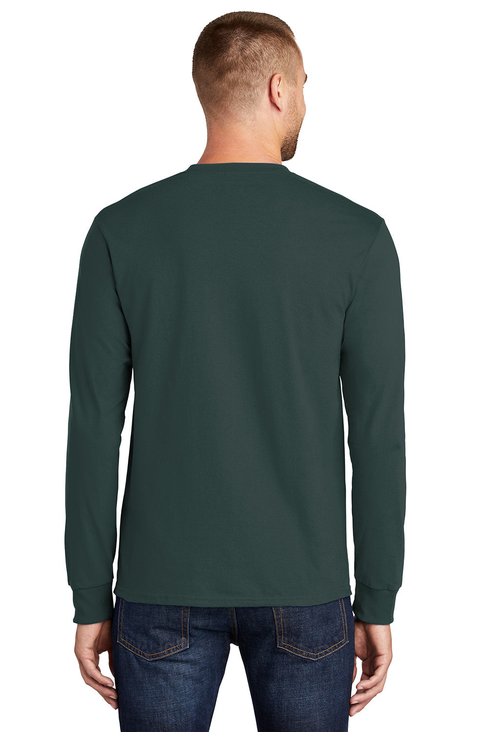 Mens Essential Long Sleeve Crewneck T-Shirt - Dark Green
